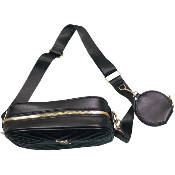 Designer Inspired Black Quilted Crossbody Shoulder Bag - Picture 10 of 15